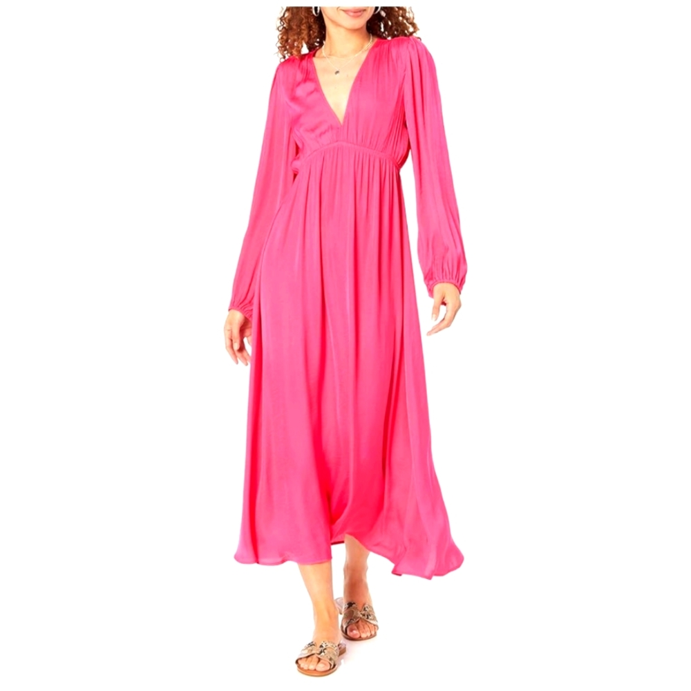 Vibrant Hot Pink Long Sleeve Dress